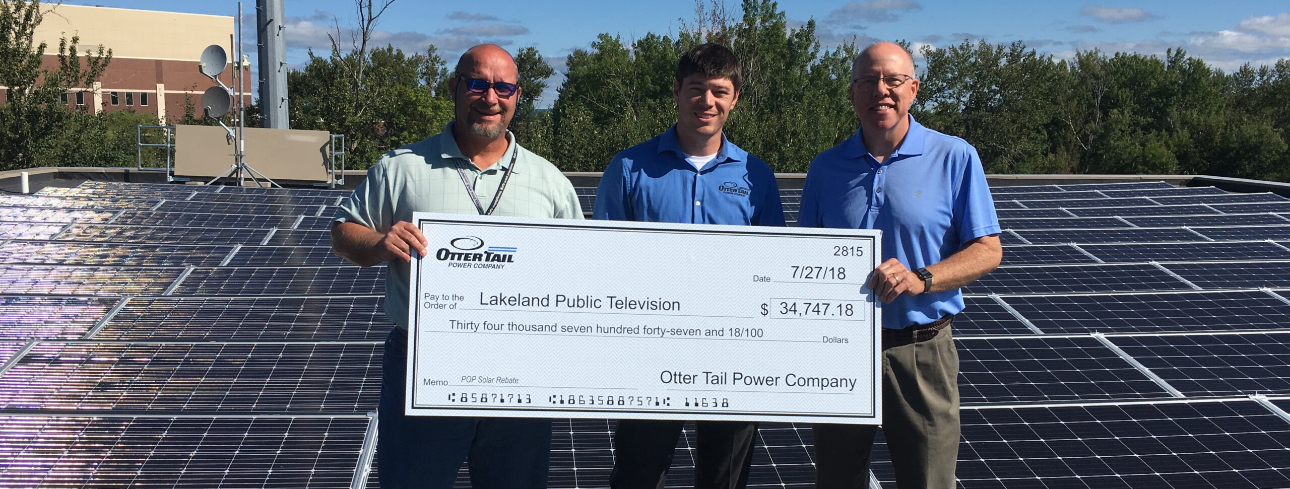 Lakeland Public Television Receives Rebate From Otter Tail Power Lakeland Public Television Receives Rebate From Otter Tail Power