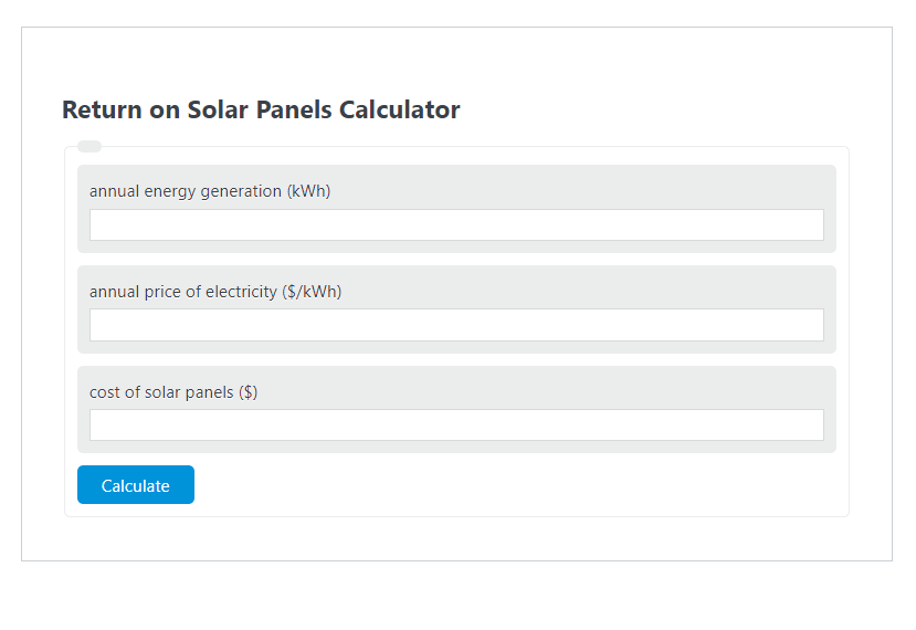 Return On Solar Panels Calculator Calculator Academy