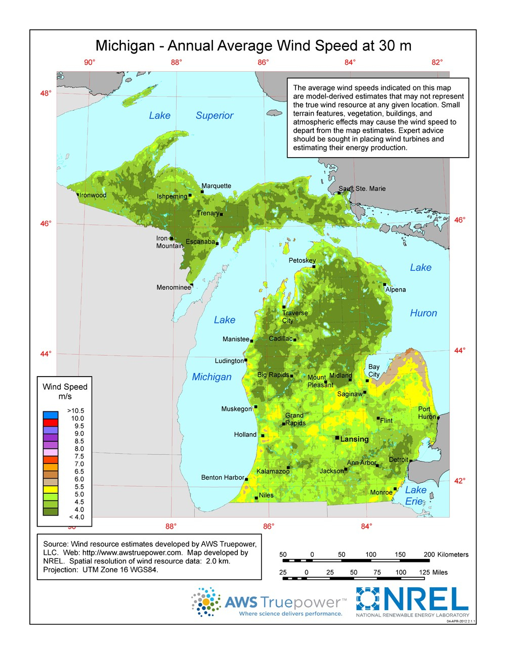 WINDExchange Michigan 30 Meter Residential Scale Wind Resource Map WINDExchange Michigan 30 Meter Residential Scale Wind Resource Map