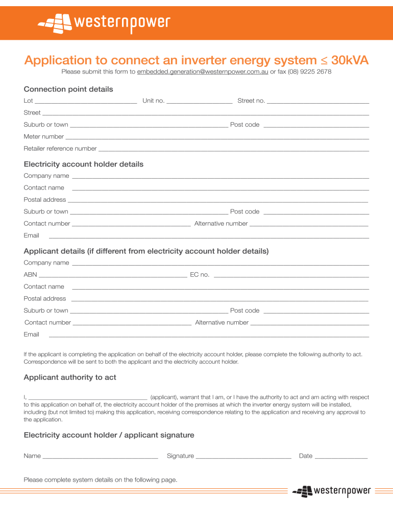Application Please Westernpower Form Fill Online Printable Fillable 