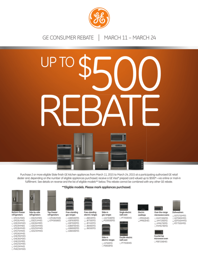 Ge Consumer Rebate March 11 March 24 Products