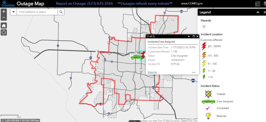 South Central Power Outage Map Map